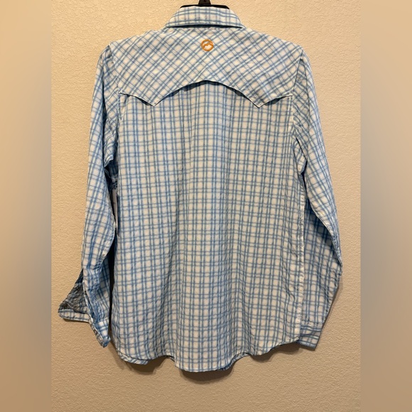 Houston Livestock Show & Rodeo Magellan Blue Plaid Pearl Snap Shirt Size Small - Picture 5 of 16